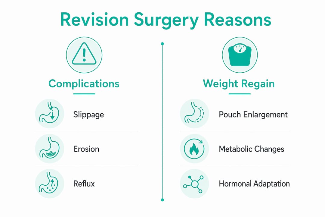 Infographic comparing complications and weight regain reasons