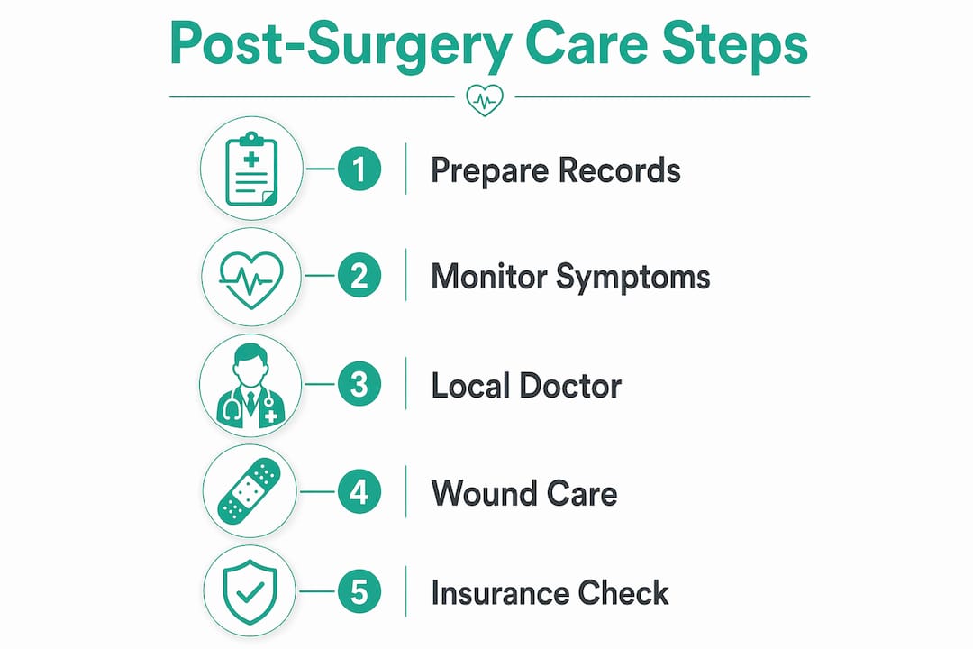 Infographic displaying five key post-surgery follow-up steps