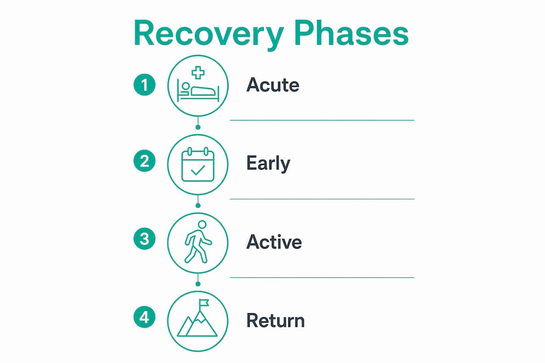 Infographic illustrating four post-op recovery phases