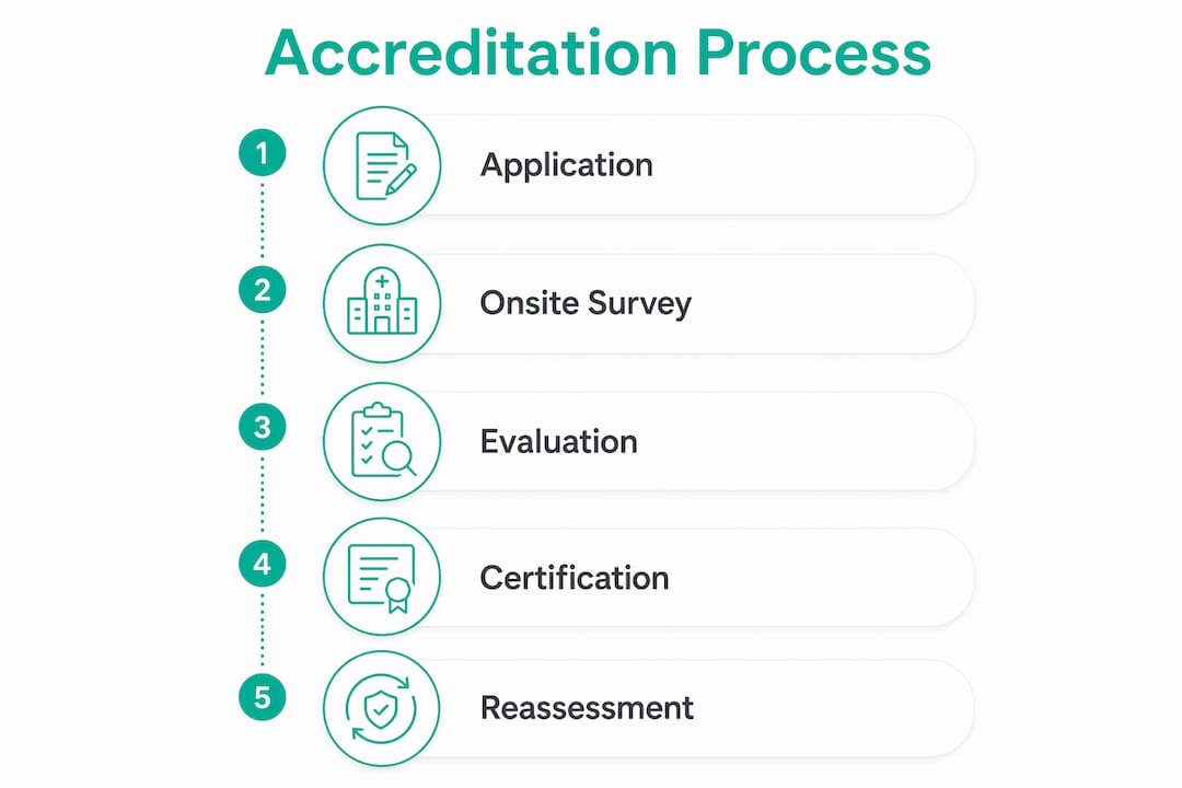 Infographic showing surgical accreditation process steps