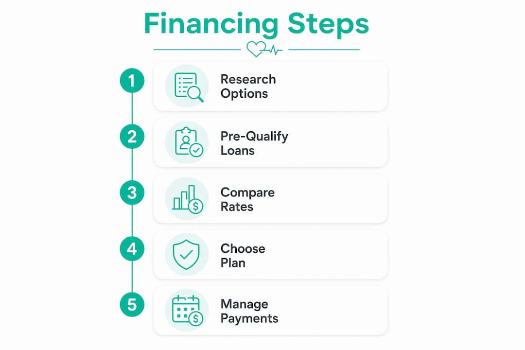 Infographic outlining bariatric surgery financing steps