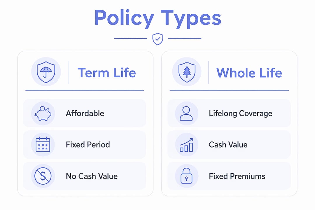 Infographic comparing term life and whole life insurance