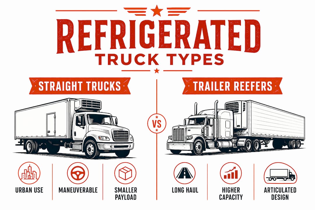 Infographic comparing straight trucks and trailer reefers
