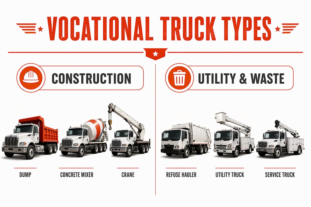 Infographic contrasting vocational truck types by industry