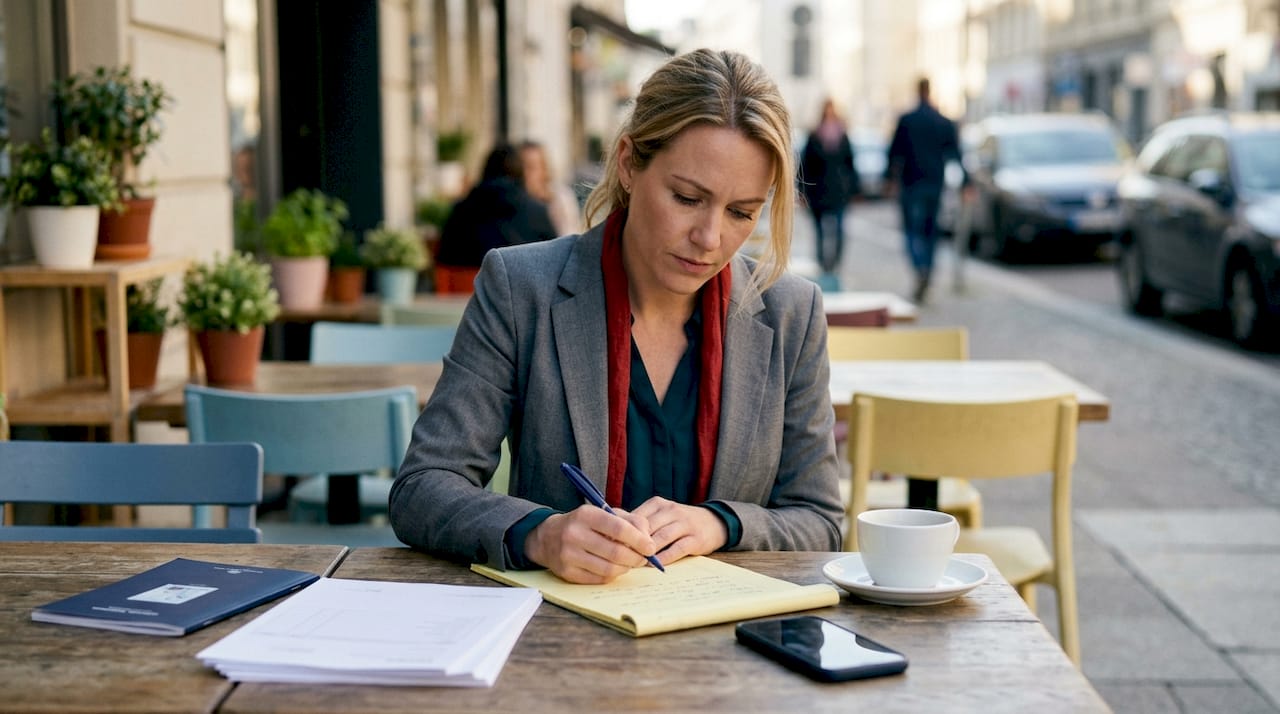 Hands writing on claim paperwork in office setting