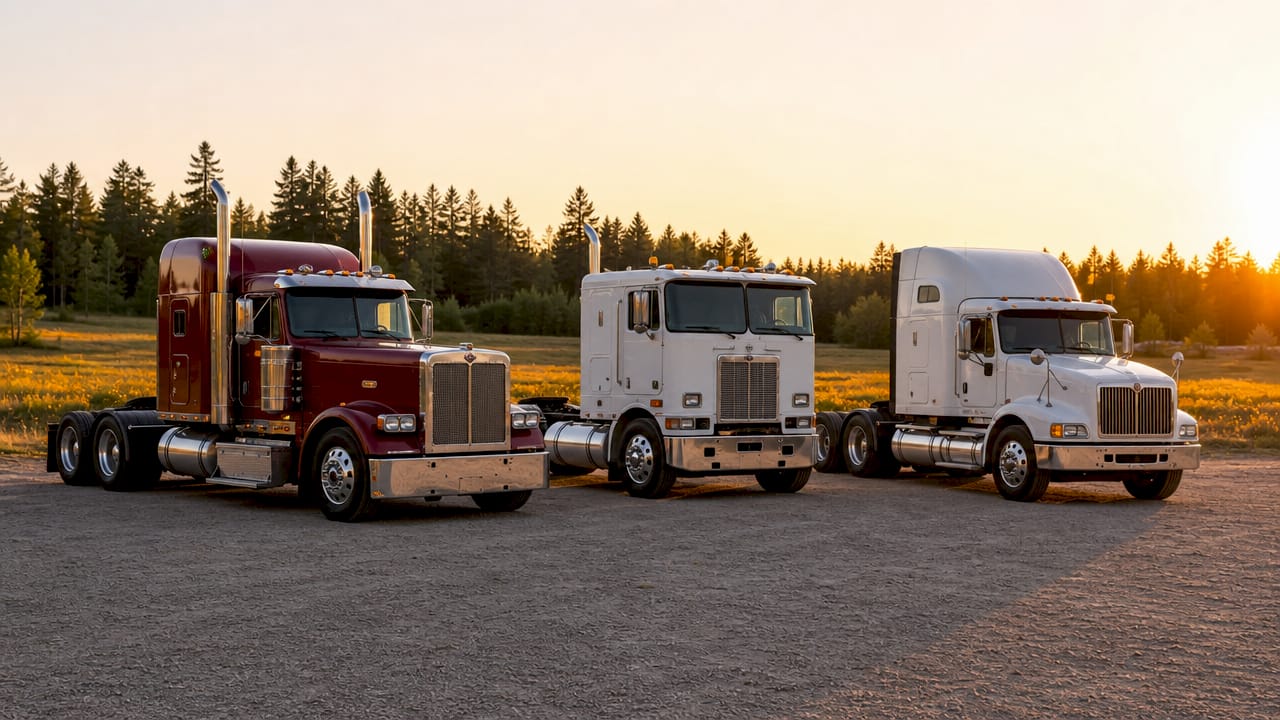 Variety of semi truck cab styles side view