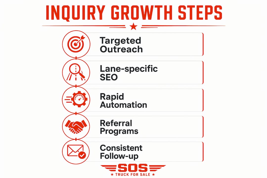 Infographic of steps to grow semi truck inquiries