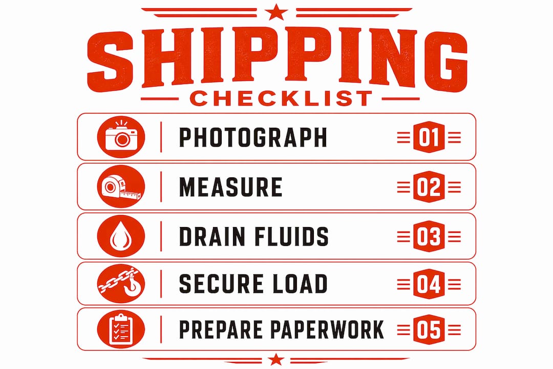 Infographic of heavy equipment shipping checklist steps