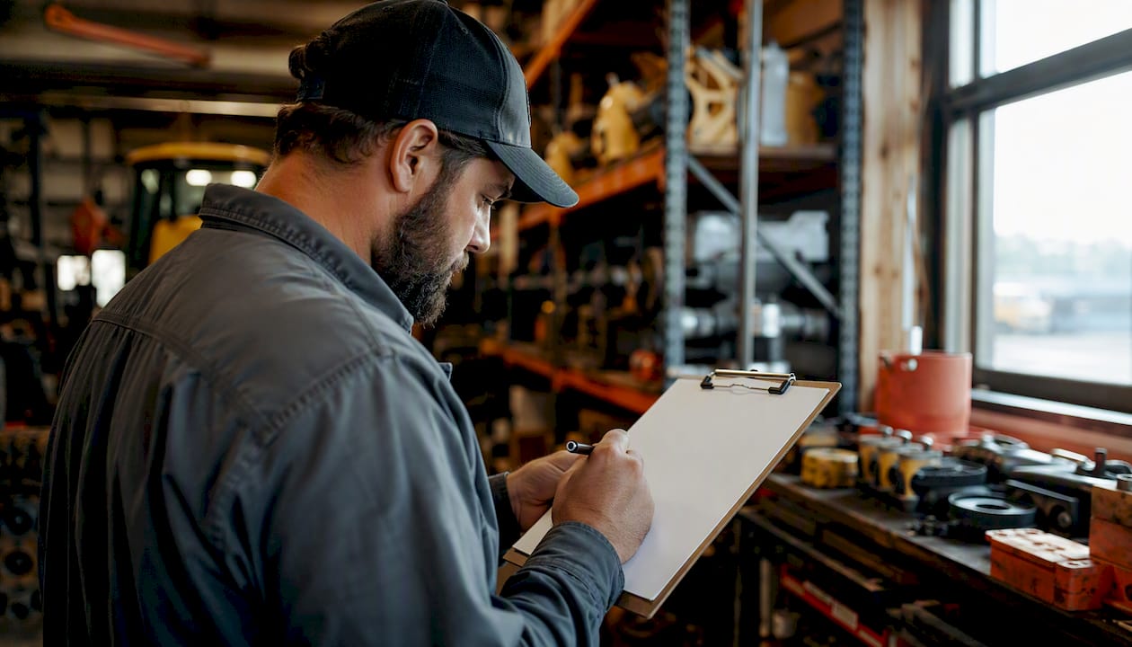 Finance staff manually reconciling inventory checklist