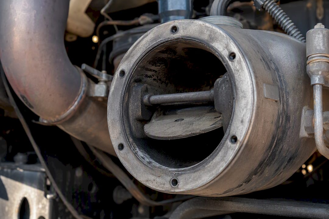 Exhaust brake butterfly valve close-up