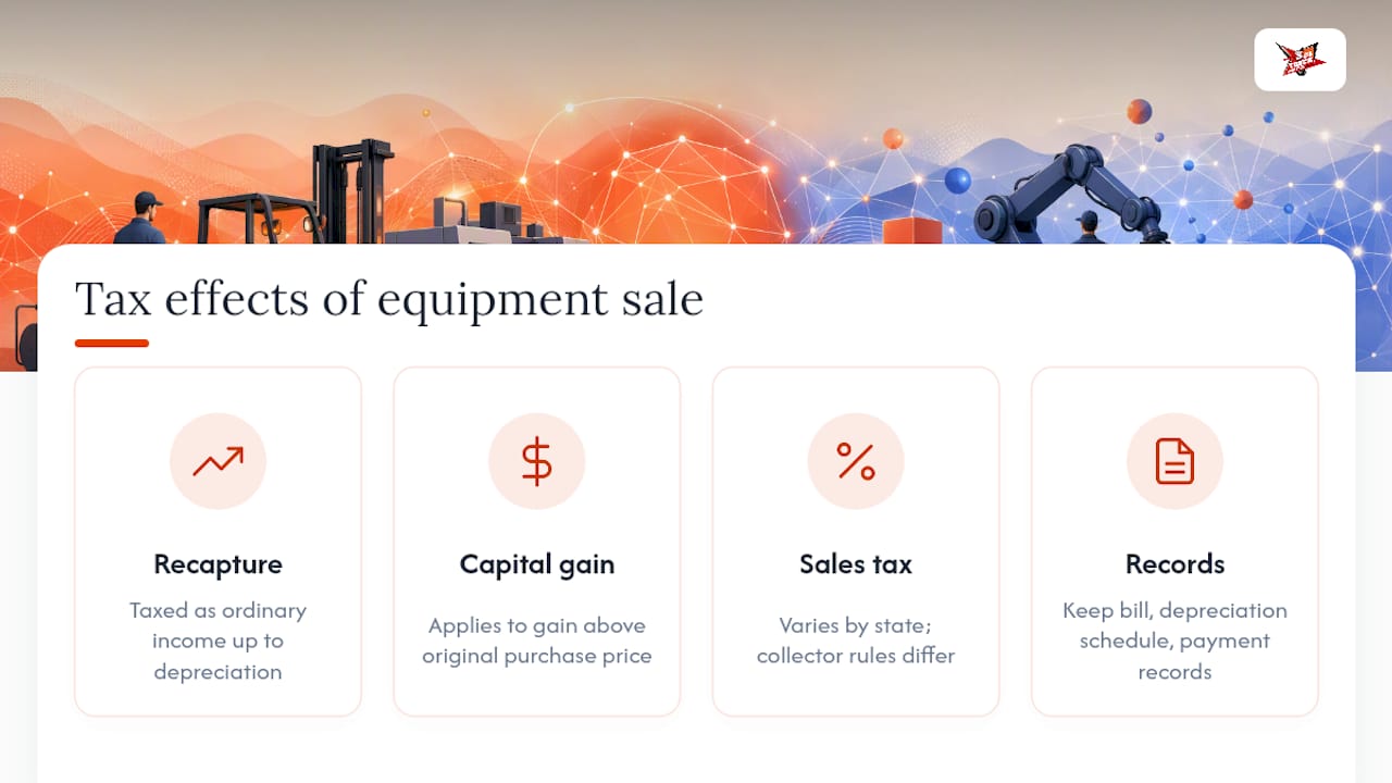 Diagram of tax implications in equipment sales