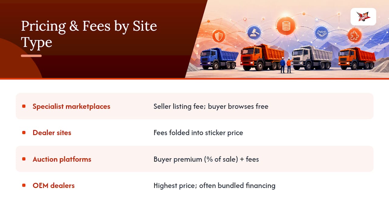 How Do Pricing and Fees Compare Across Dump Truck Sites? — overview diagram