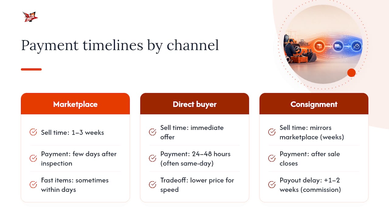 Payment timing comparison by sales channel