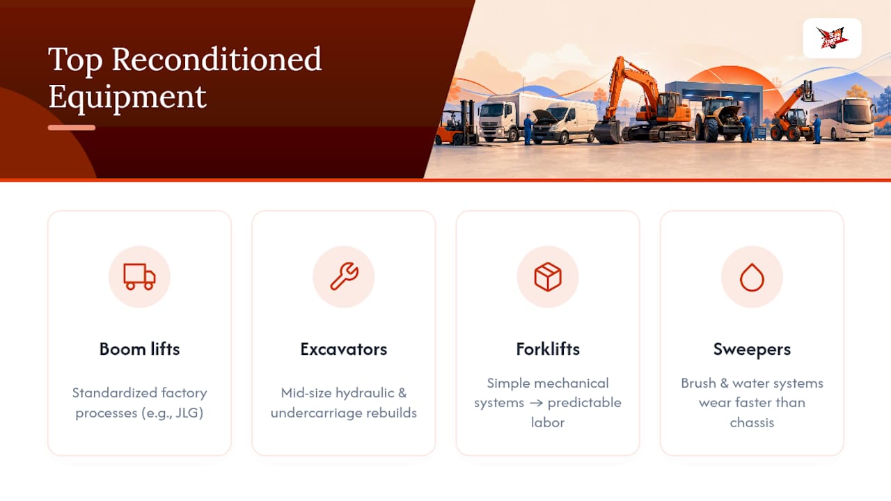 Equipment categories suited to reconditioning