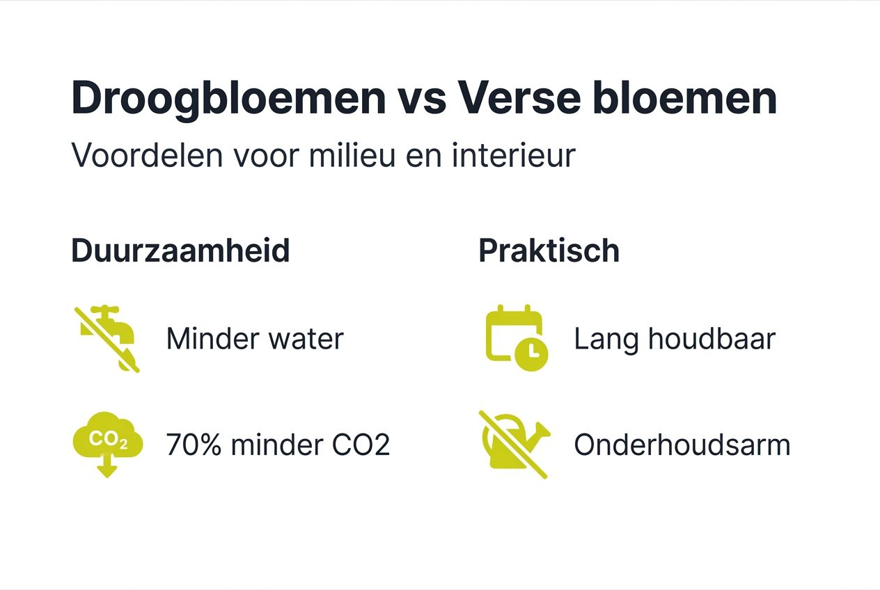 Infographic: de duurzame pluspunten van droogbloemen op een rij