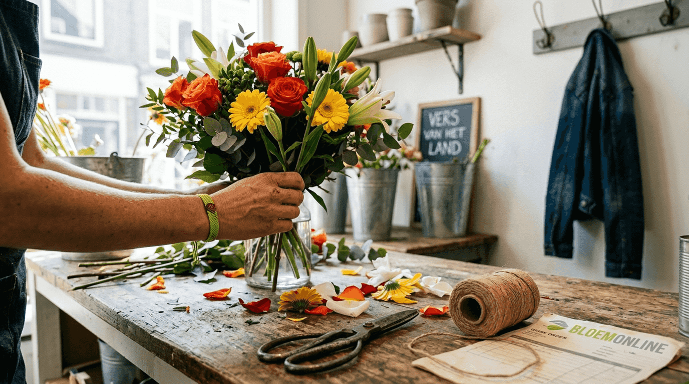 Bloemist stelt boeketten samen voor allerlei gelegenheden