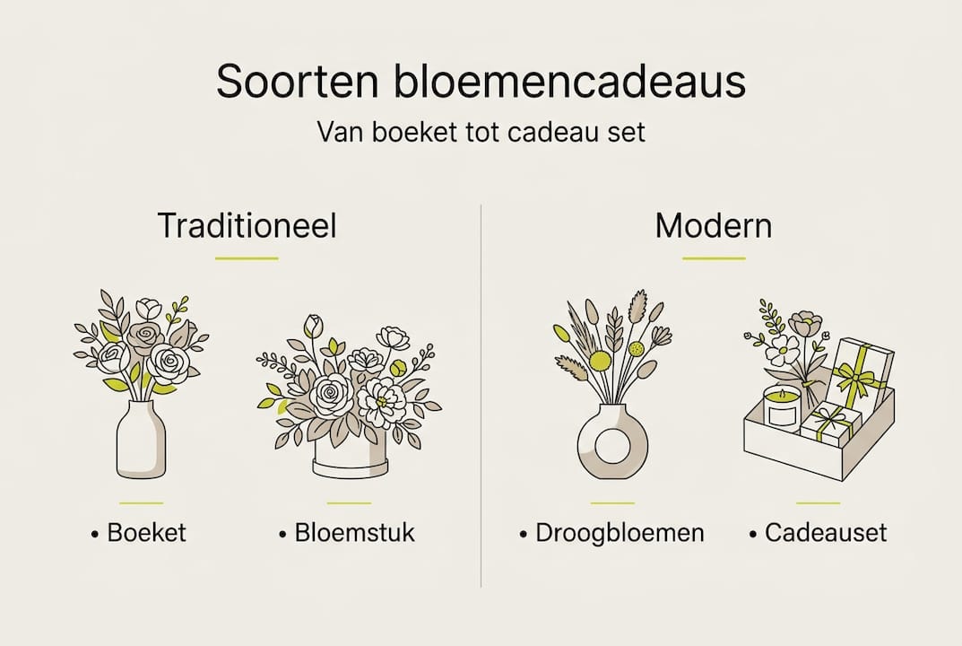 Overzicht van verschillende soorten bloemencadeaus in één handige infographic