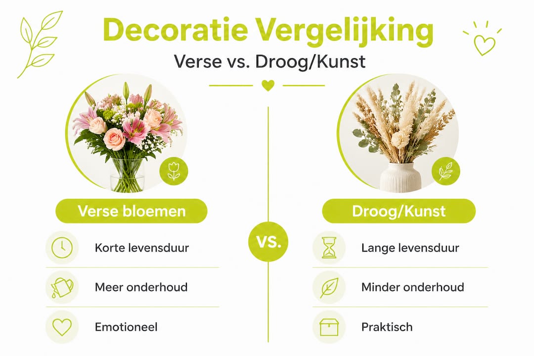 Infographic: de verschillende stijlen van bloemendecoratie op een rij