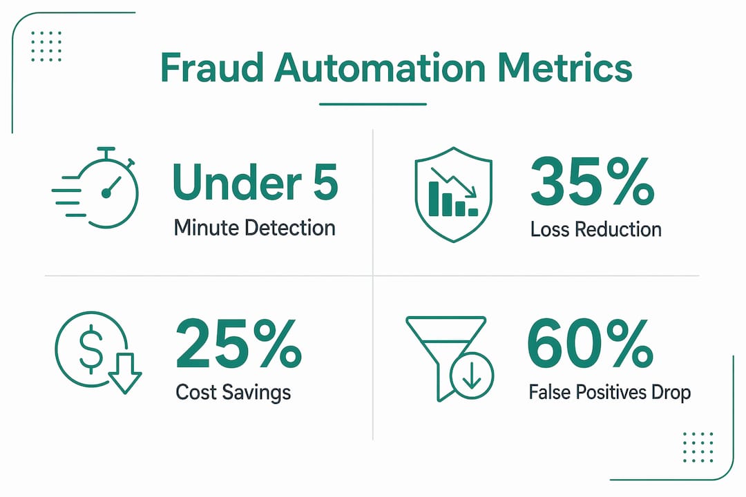 Infographic showing key automated fraud prevention metrics
