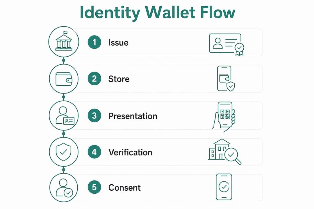 Infographic showing digital identity wallet process flow