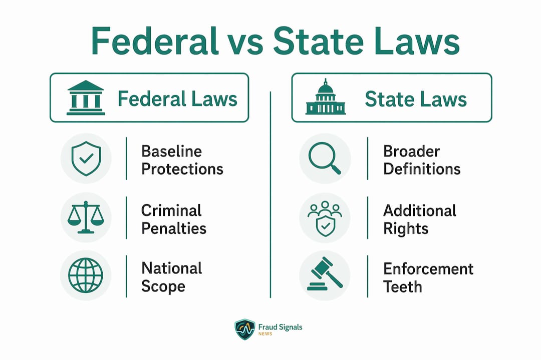 Comparison infographic of federal and state identity laws