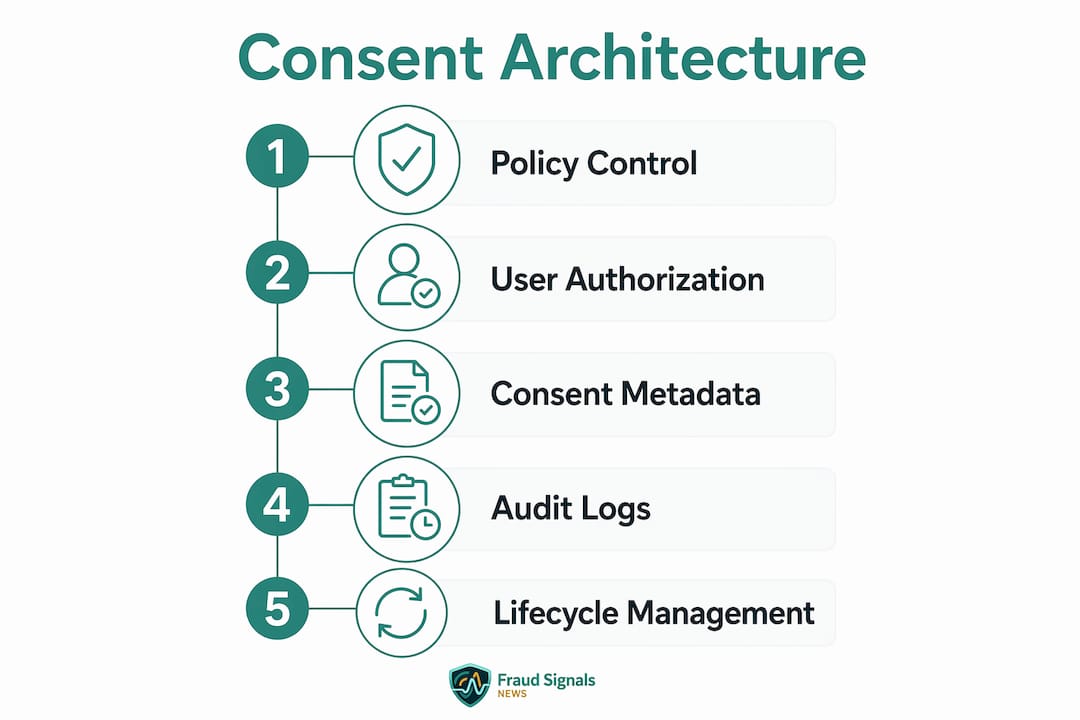 Infographic illustrating consent architecture steps