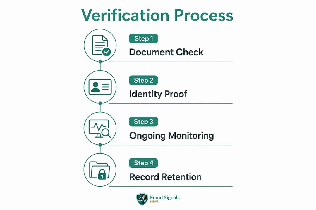 Infographic showing four-step identity verification process