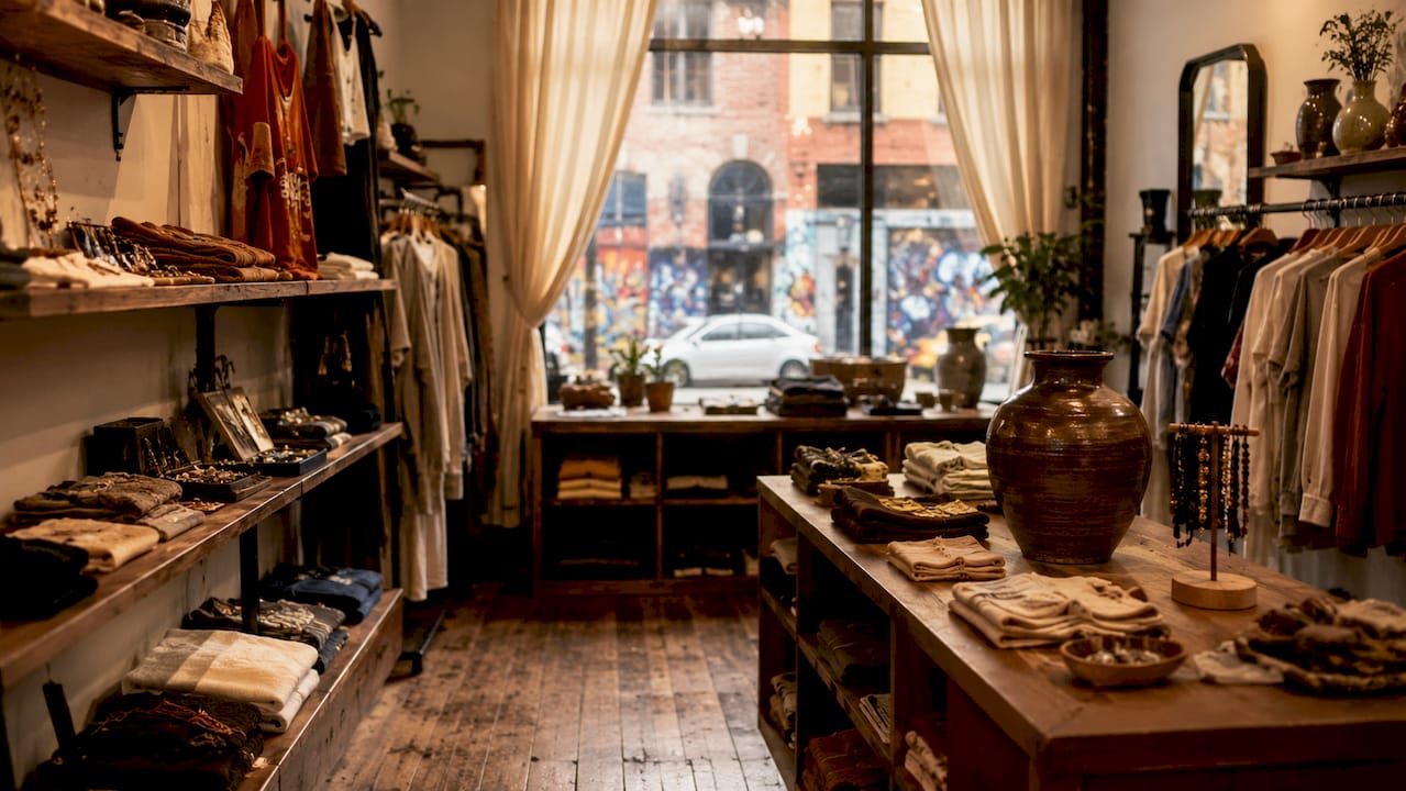 Interior of Prairie Village unique local boutique shop