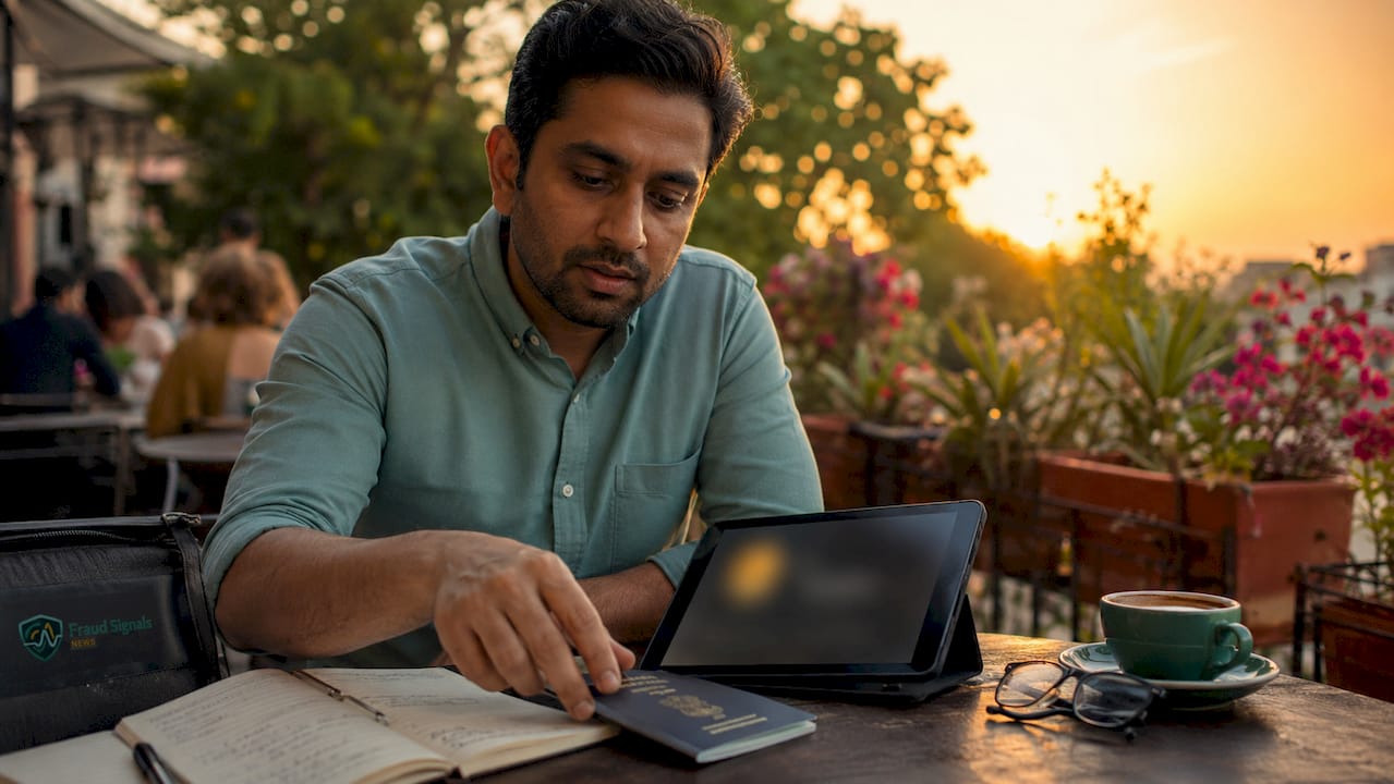 Hands preparing ID documents for remote verification