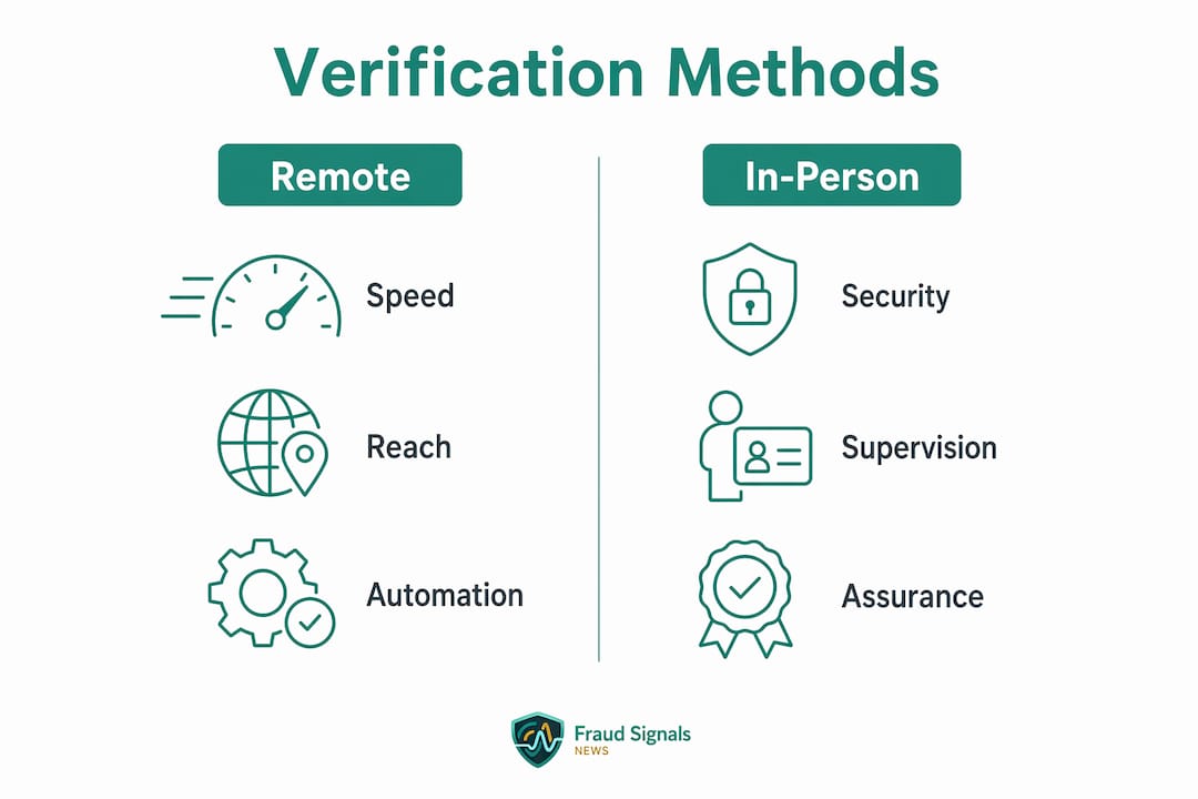 Infographic comparing remote and in-person identity verification