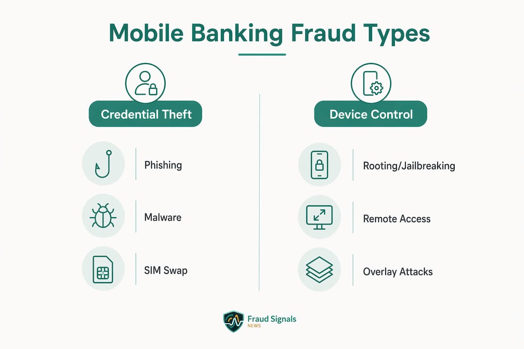 Infographic comparing mobile banking fraud types