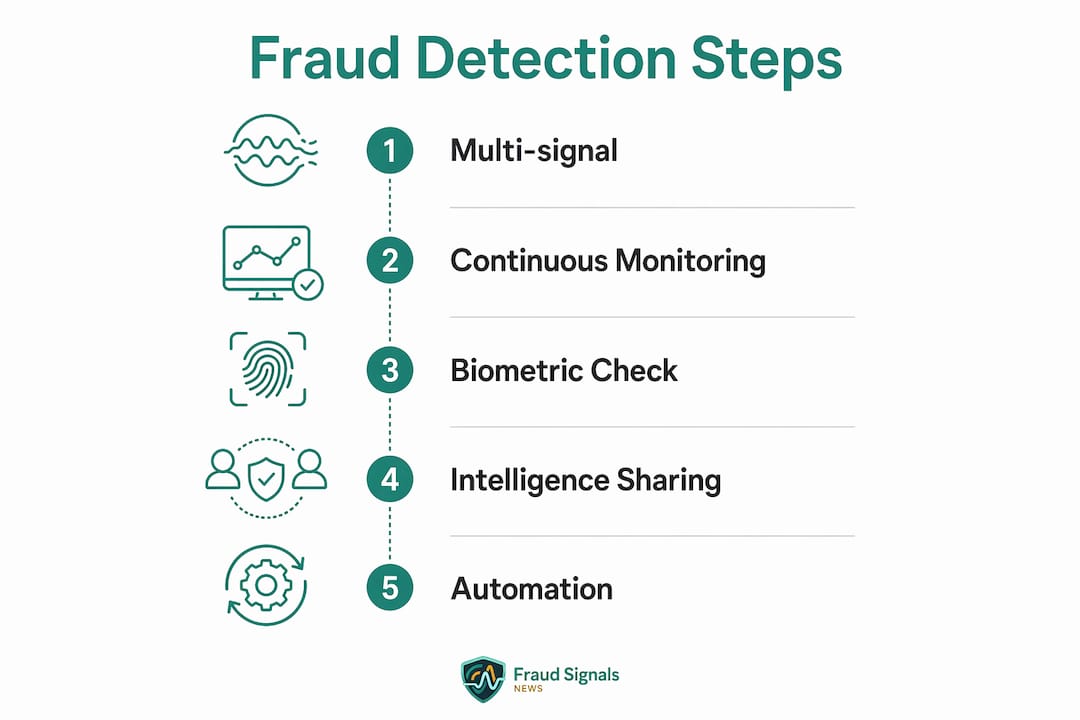 Infographic detailing fraud detection steps for account opening