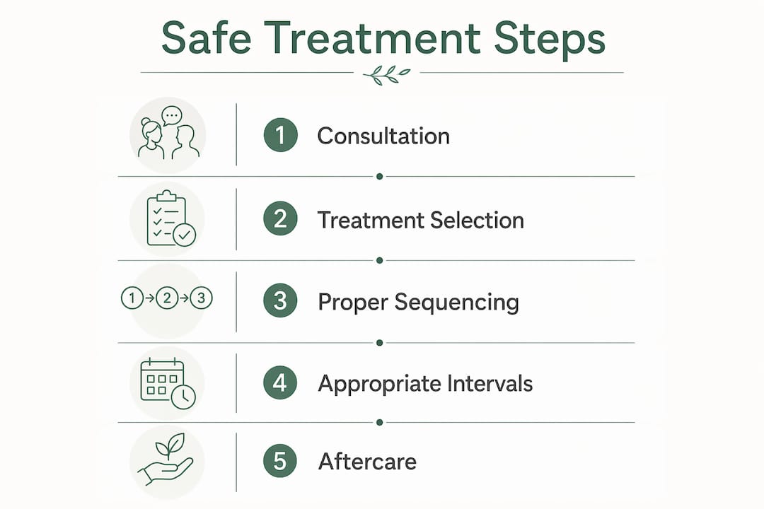 Infographic presenting safe treatment steps