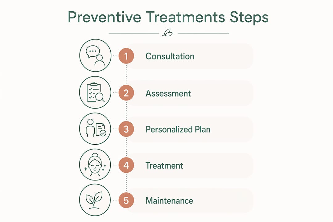 Infographic illustrating preventive aesthetic treatment steps