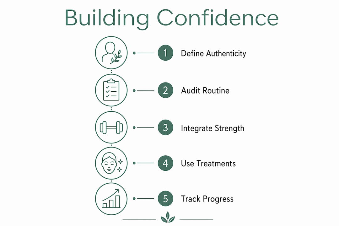 Infographic showing steps to build aesthetic confidence