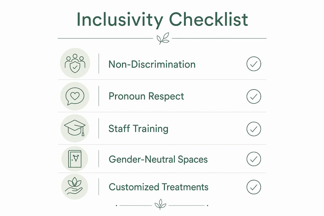 Infographic checklist of inclusivity features in clinics