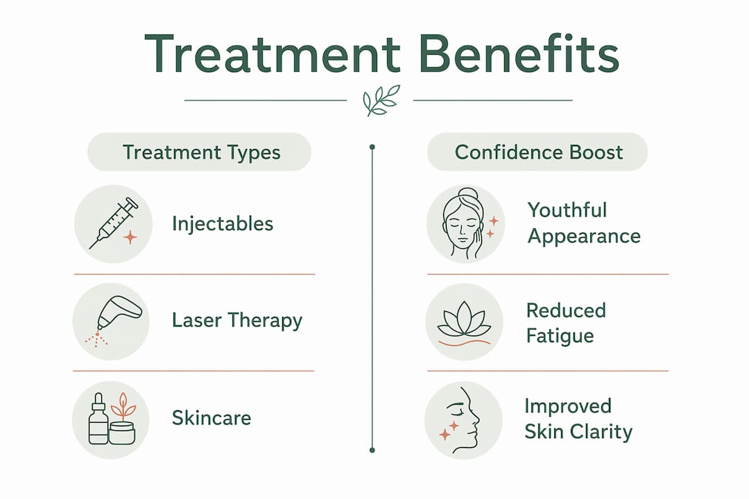 Infographic comparing treatment types and confidence benefits
