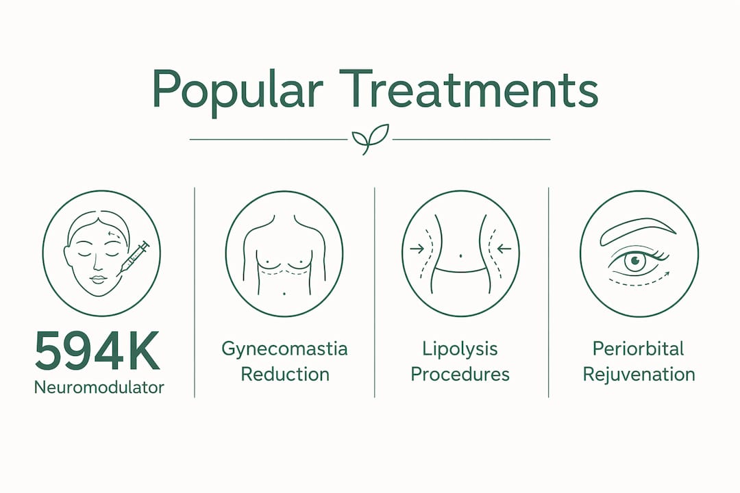 Infographic showing popular aesthetic treatments for men