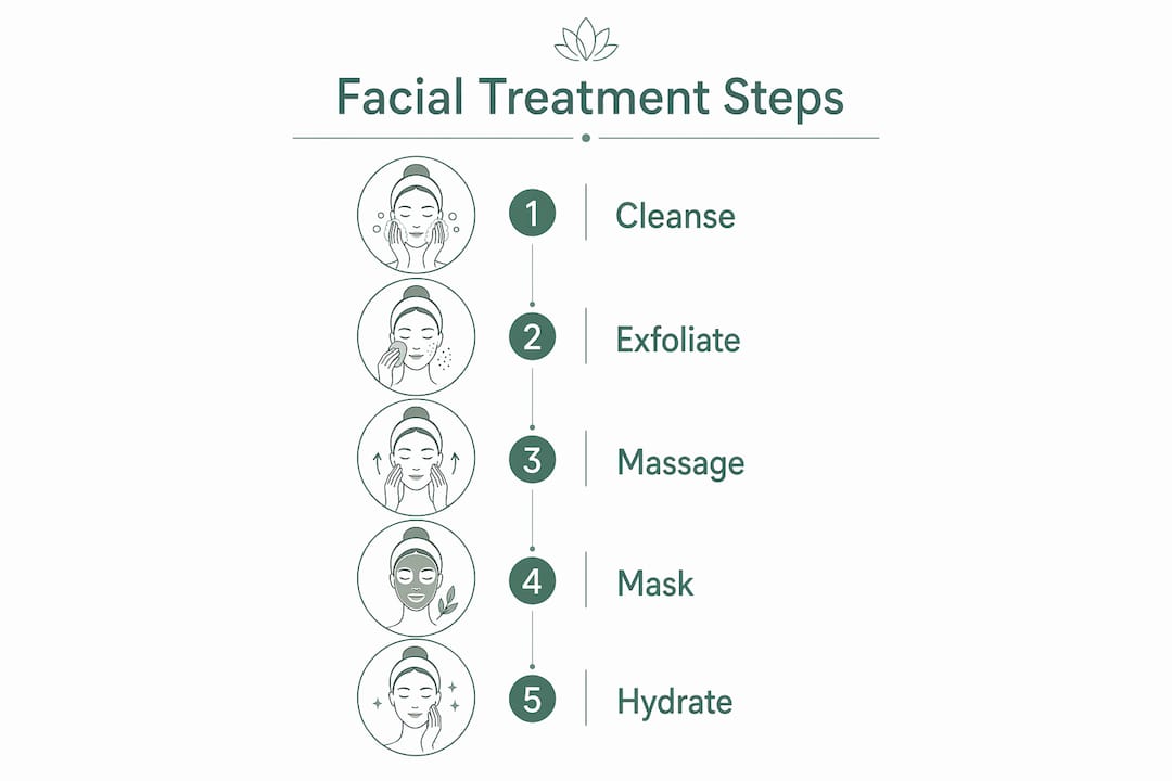 Infographic showing anti-aging facial treatment steps
