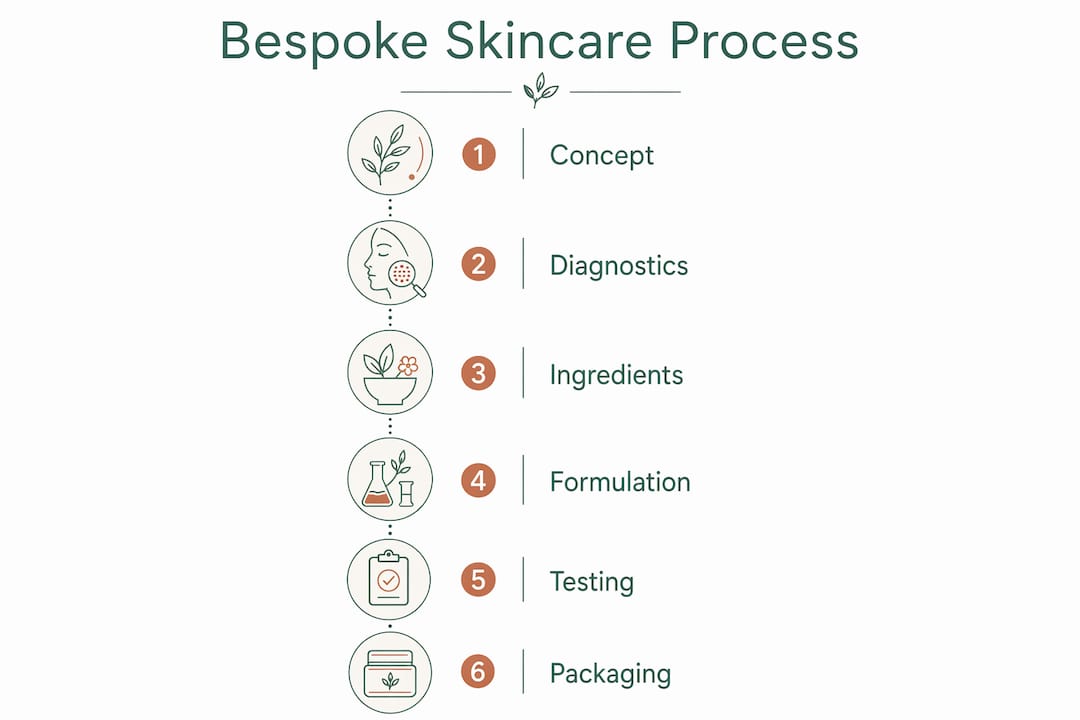 Infographic showing bespoke skincare formulation steps