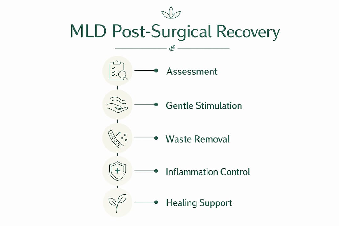 Infographic showing post-surgical MLD recovery steps