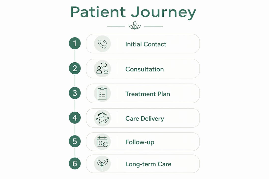 Infographic depicting patient journey steps in luxury aesthetic care