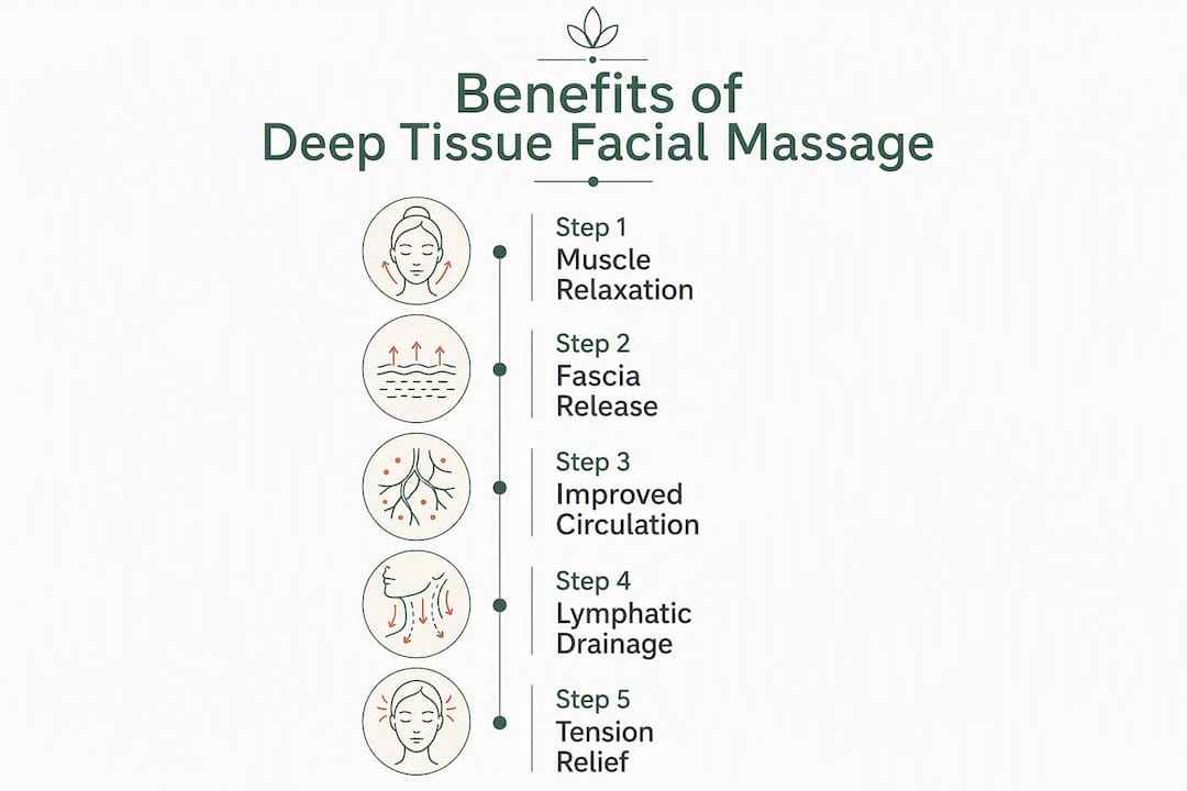 Infographic illustrating deep tissue facial massage benefits