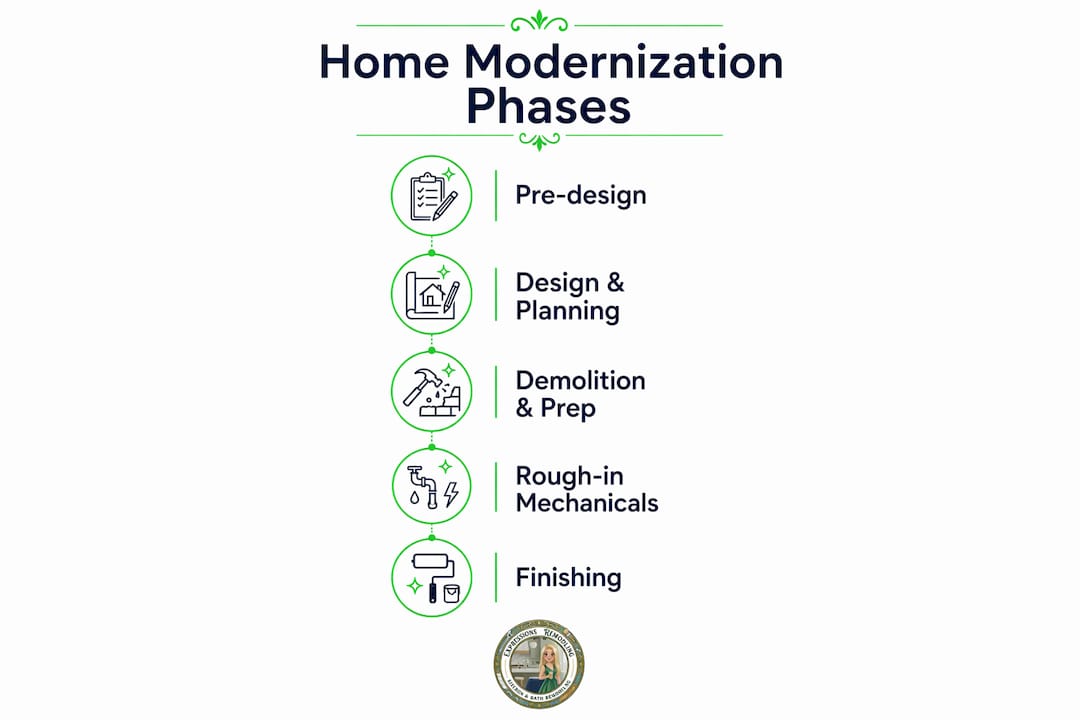 Infographic showing home modernization phases
