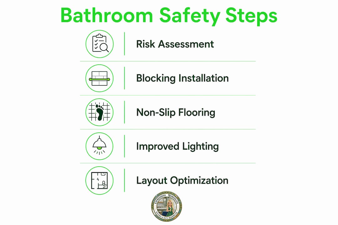 Infographic showing bathroom safety renovation steps