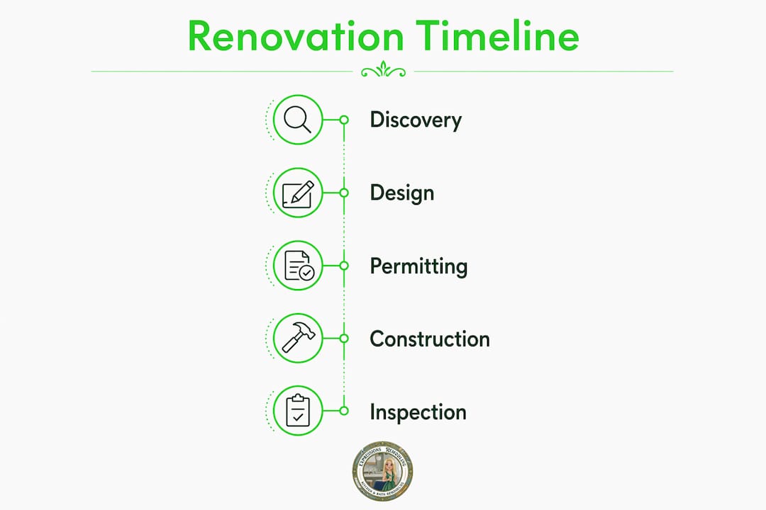 Infographic illustrating renovation timeline steps