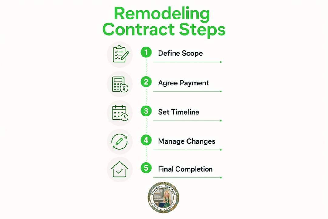 Infographic illustrating remodeling contract process steps