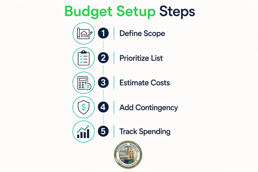 Infographic showing renovation budget steps