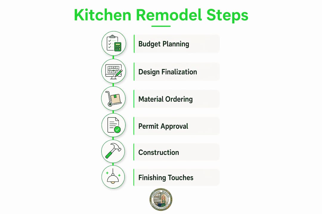 Infographic illustrating kitchen remodel steps