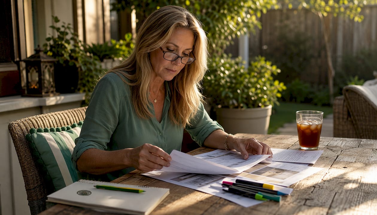 Homeowner reviewing pre-listing renovation papers